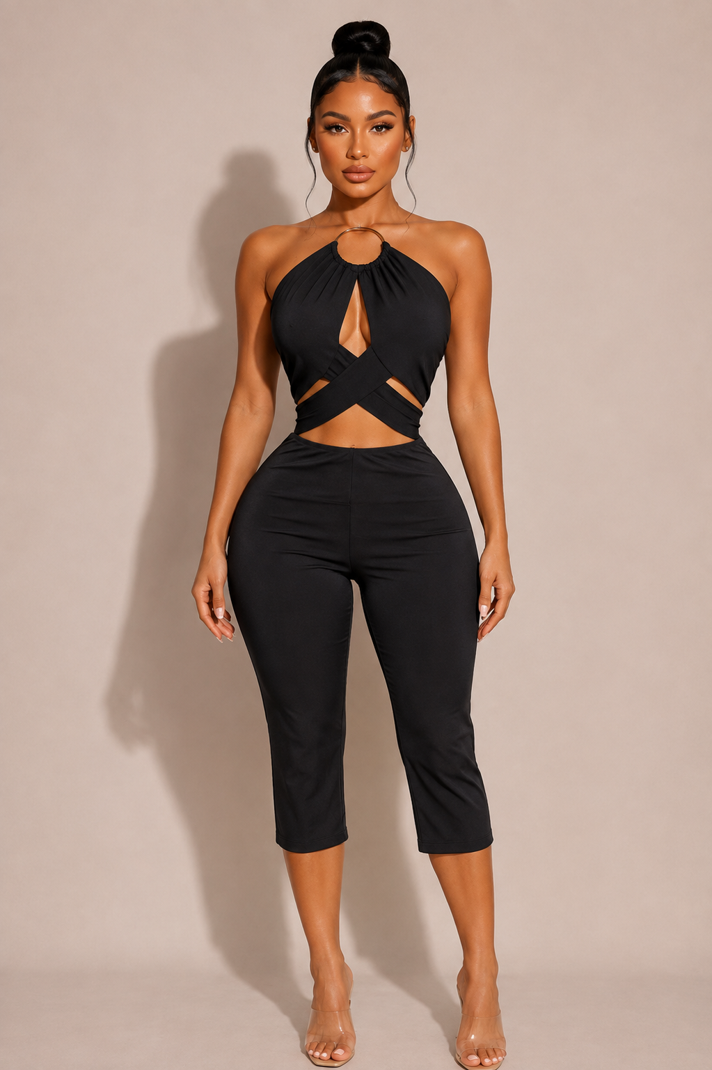 Midnight Wrap Capri Set