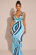 Ocean Breeze Halter Maxi Dress
