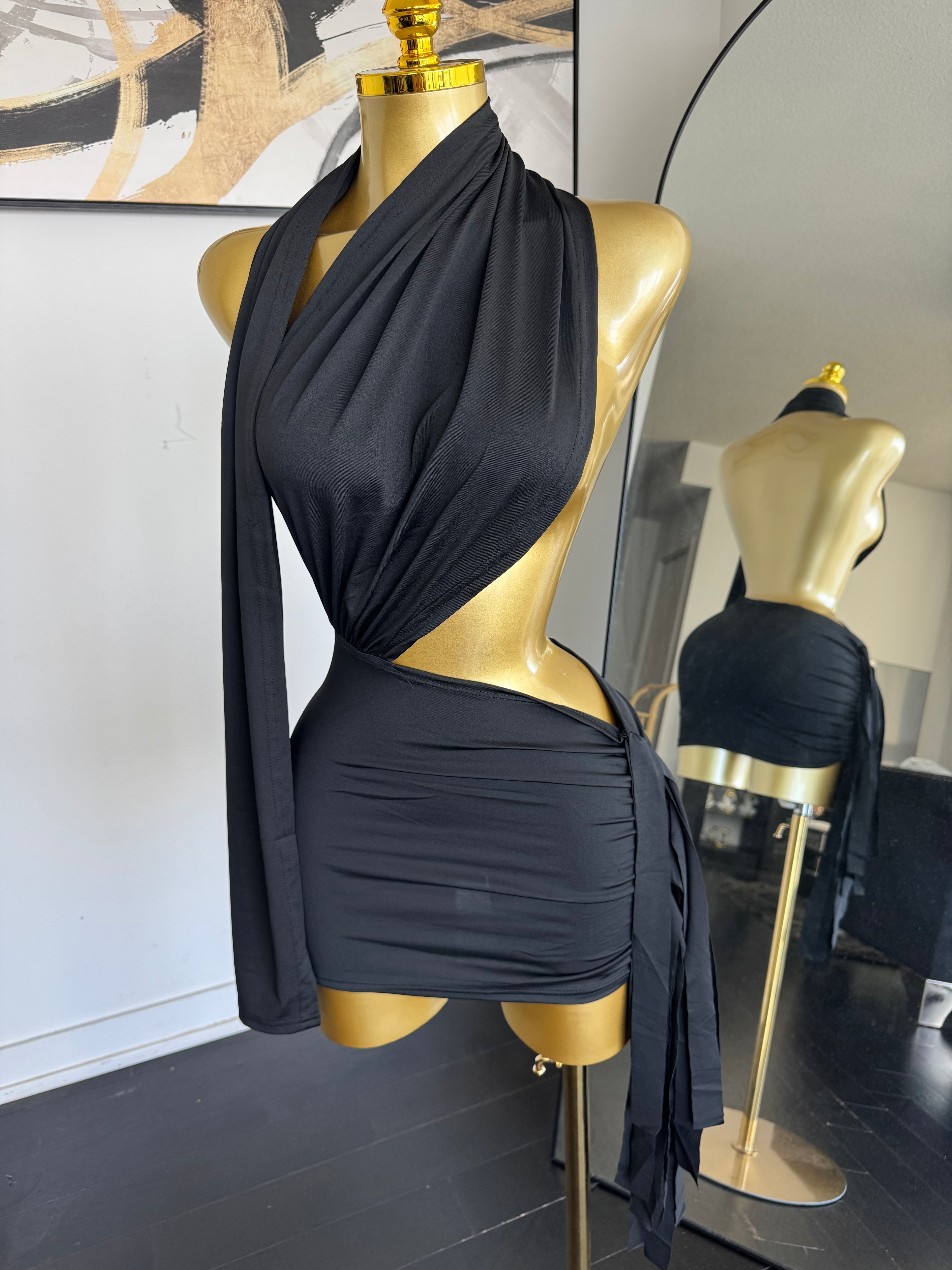 Midnight Muse Halter Mini Dress