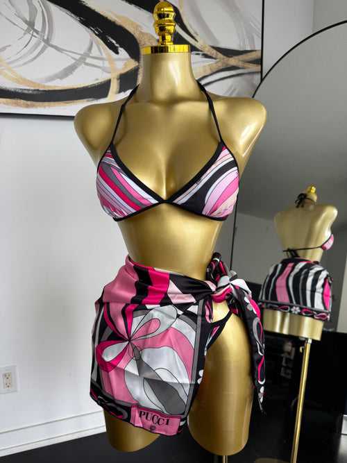 3 Piece Vibrant Pink Bikini Set