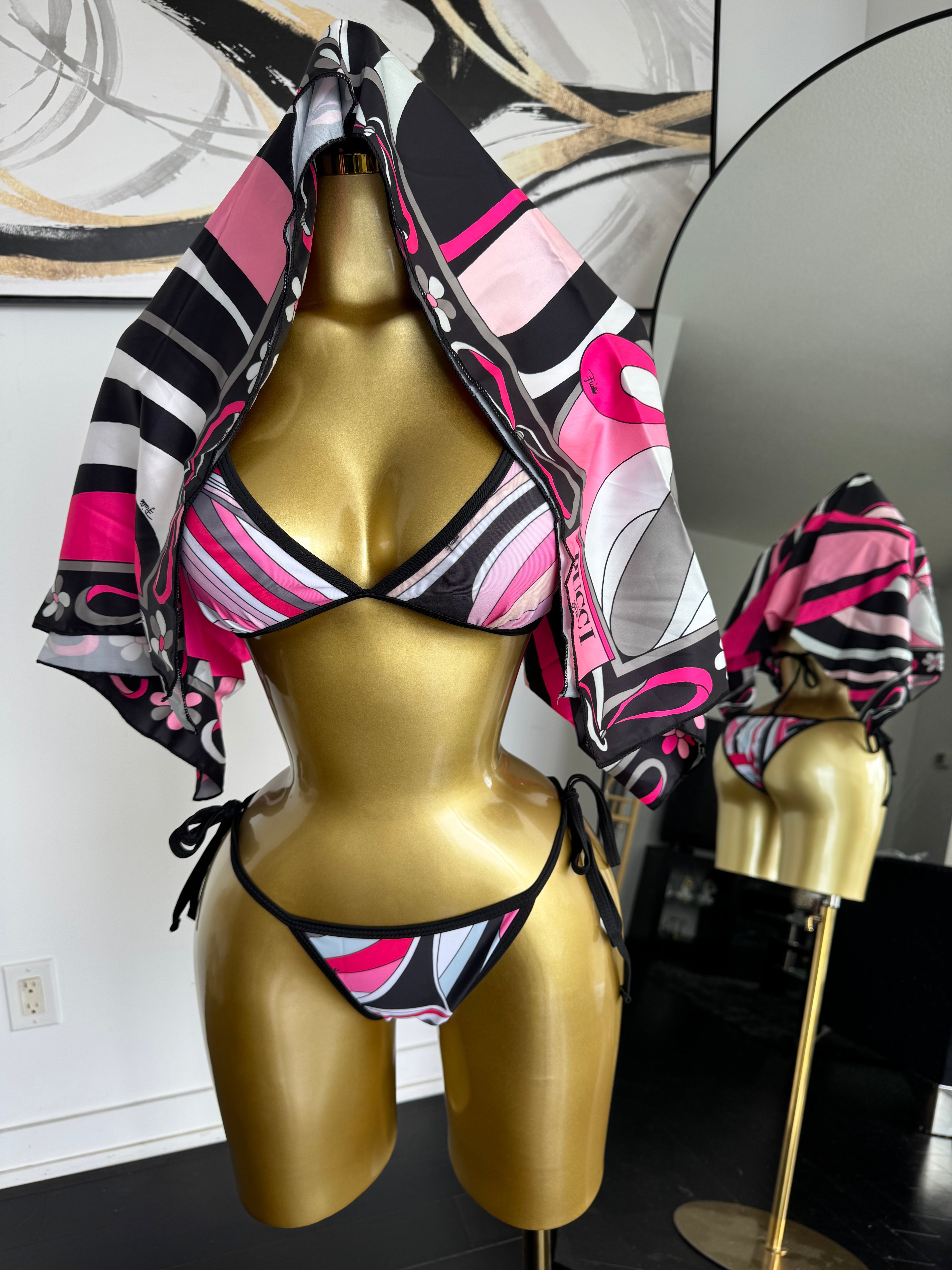 3 Piece Vibrant Pink Bikini Set