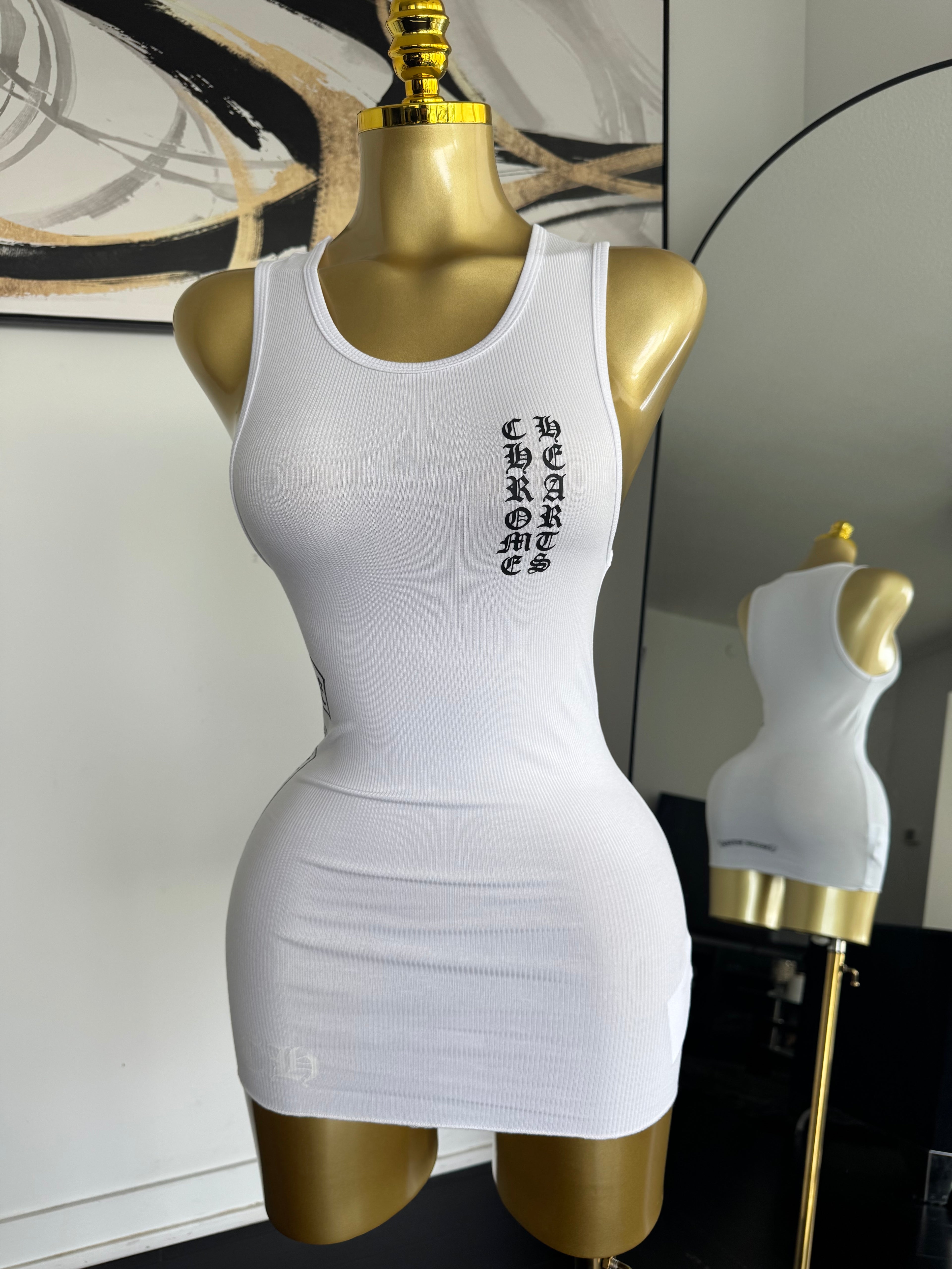 White Chrome Mini Dress