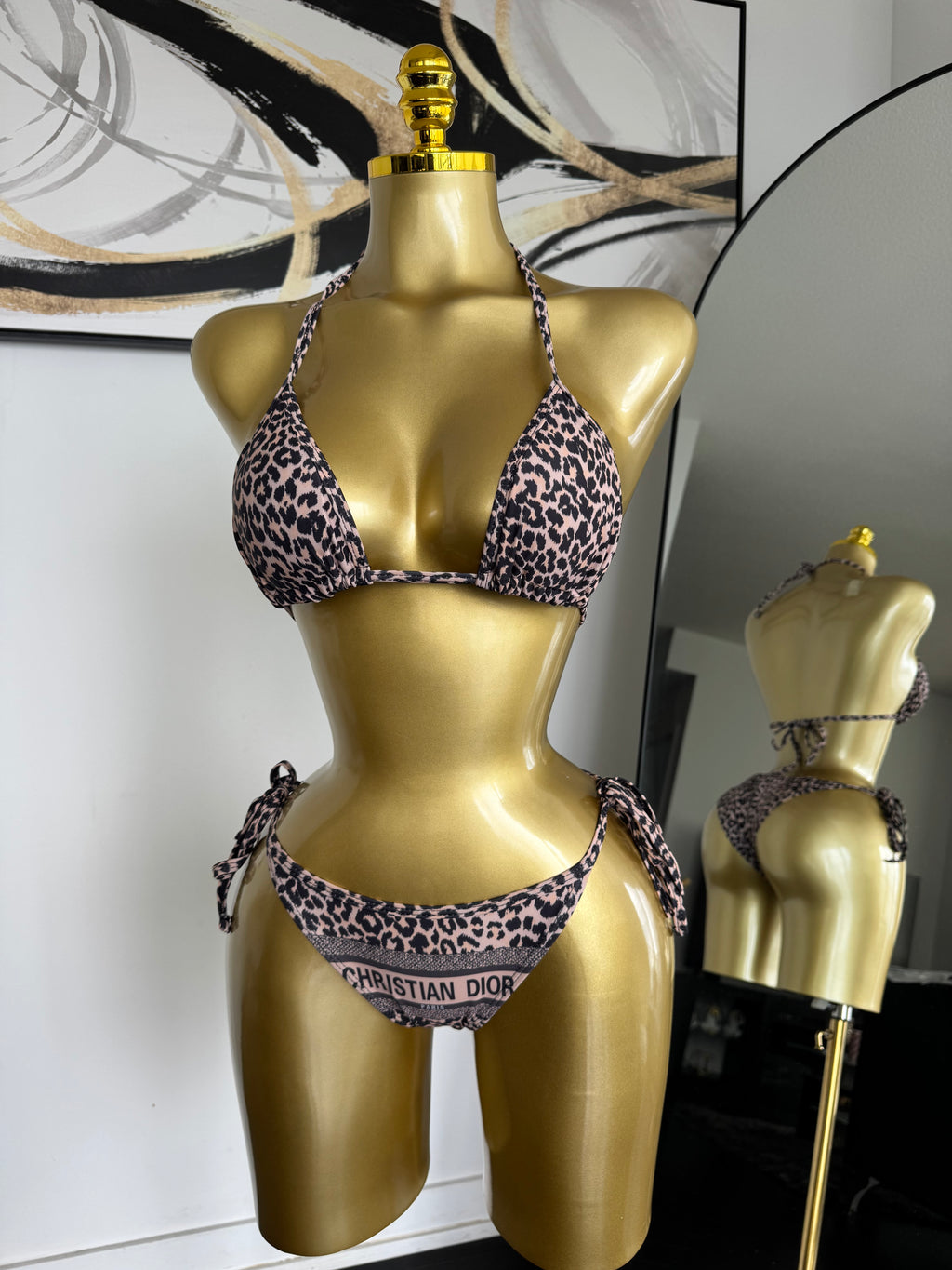 Leopard Print Triangle Bikini Set
