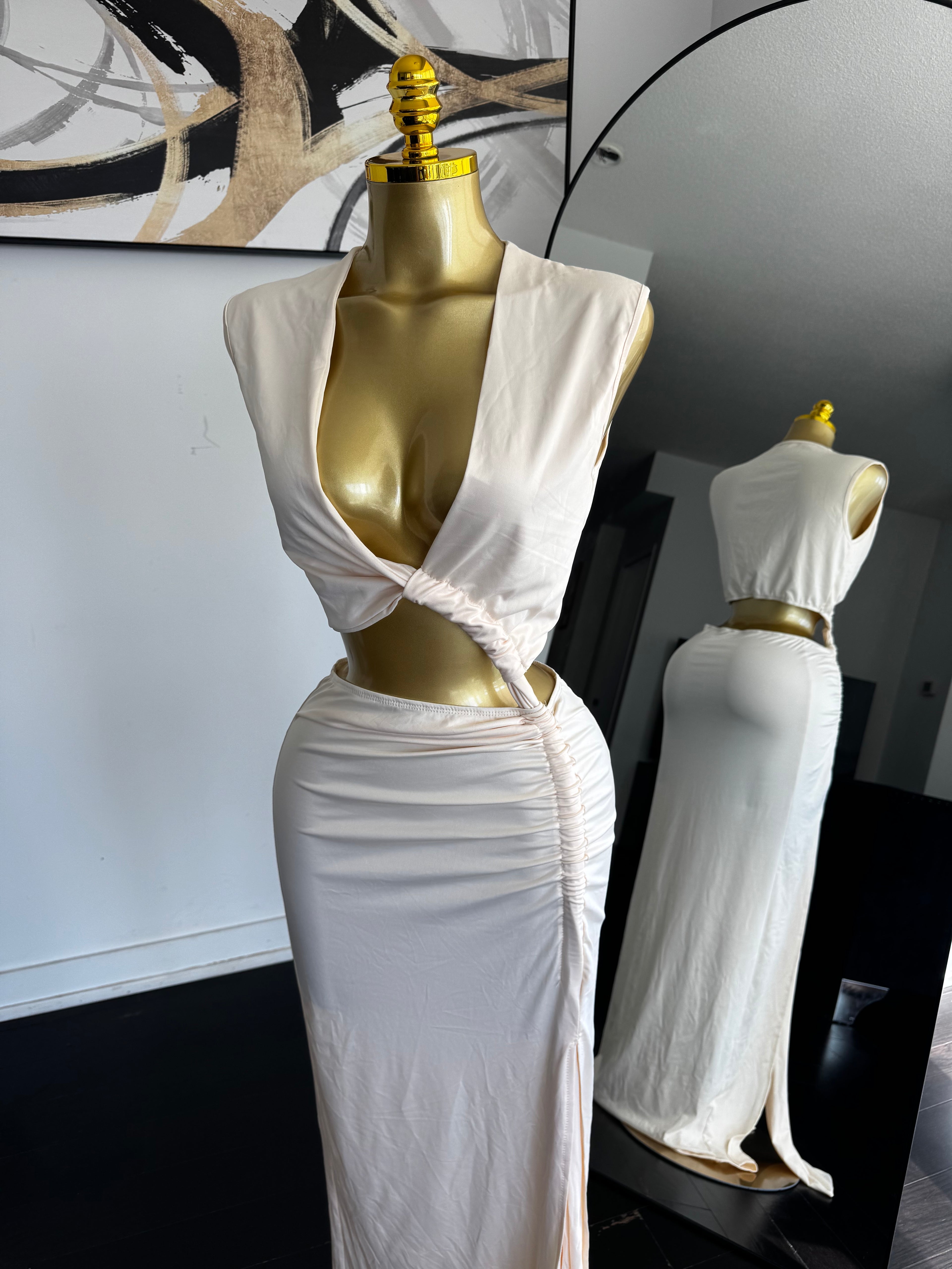 Sexy V Neck Slit Maxi Dress