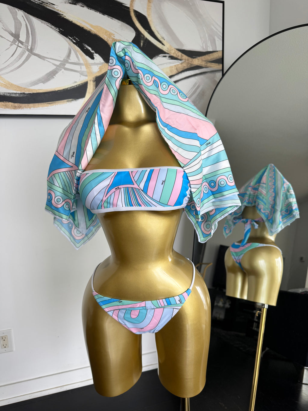 Pastel Waves 3-Piece Bikini Set
