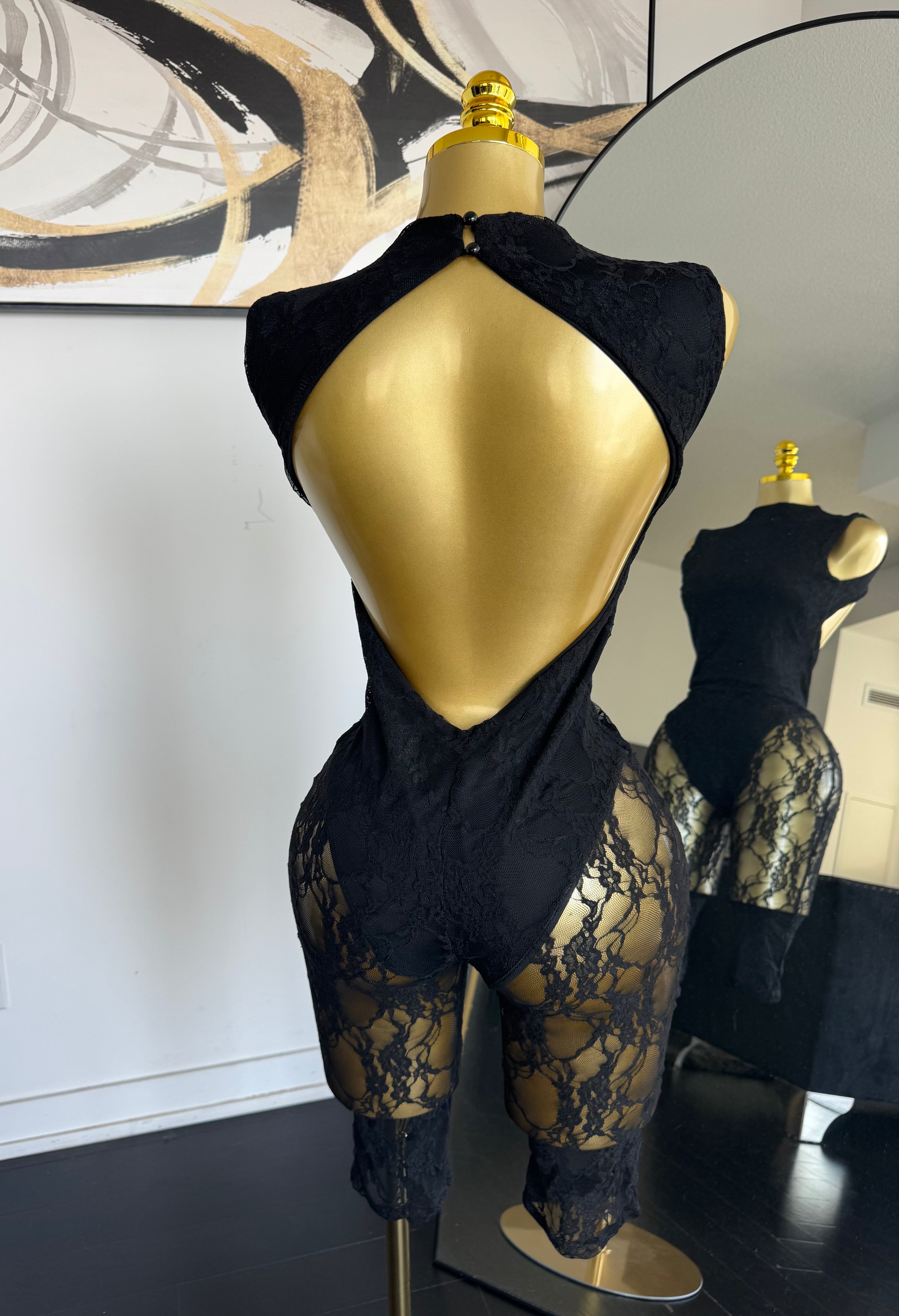 Midnight Muse Lace Capri Romper