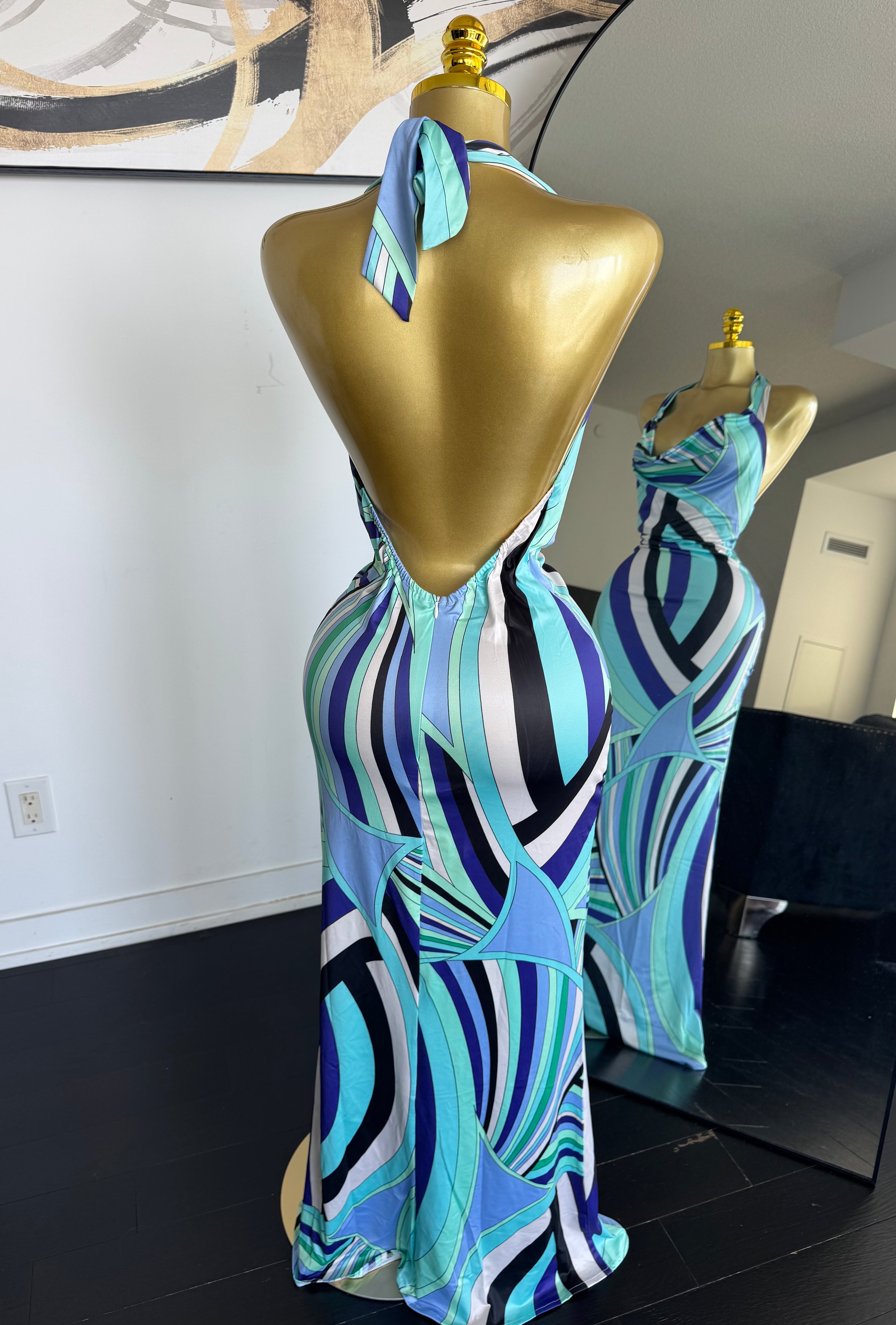Ocean Breeze Halter Maxi Dress