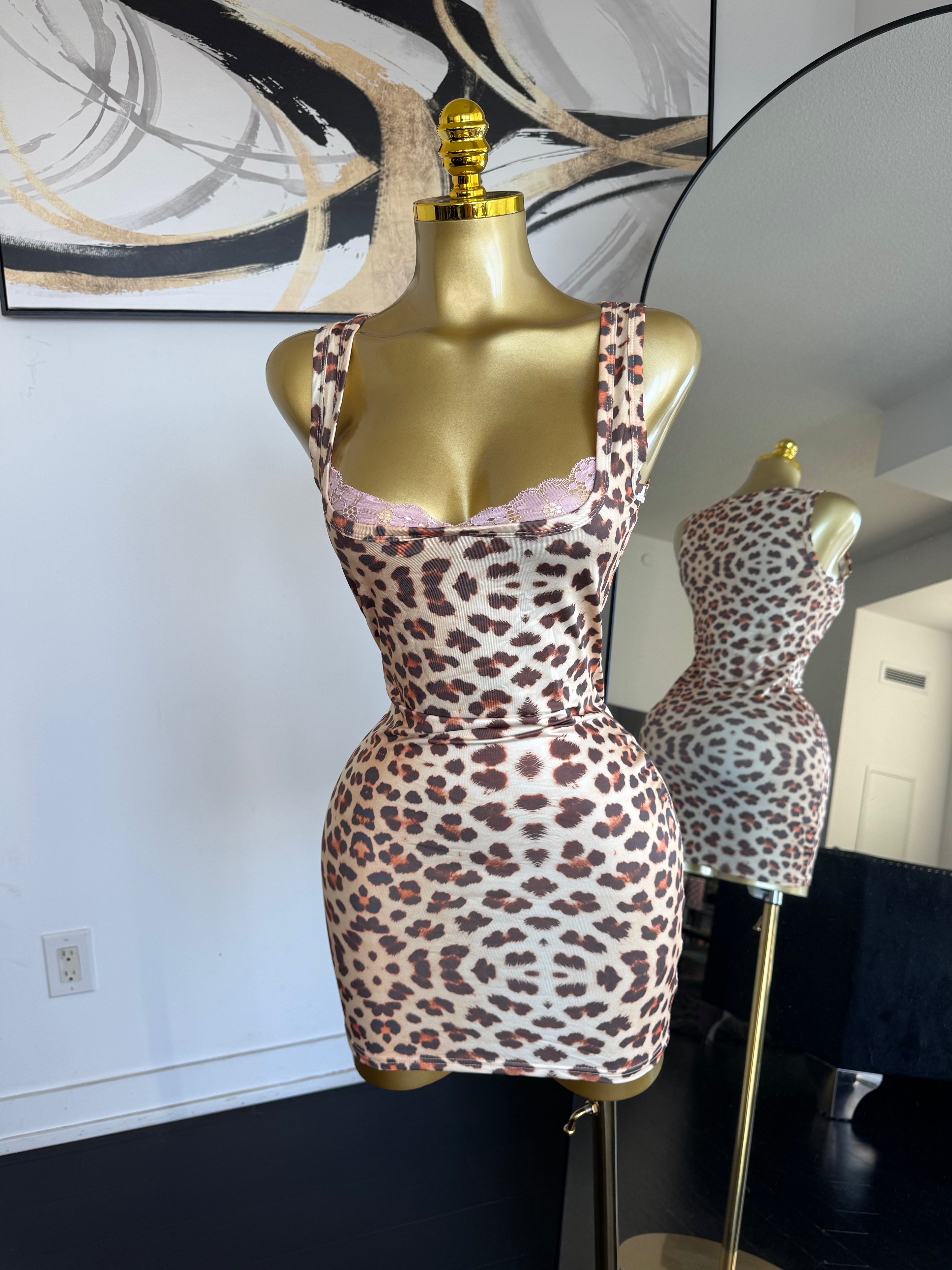 Leopard Lace Mini Dress