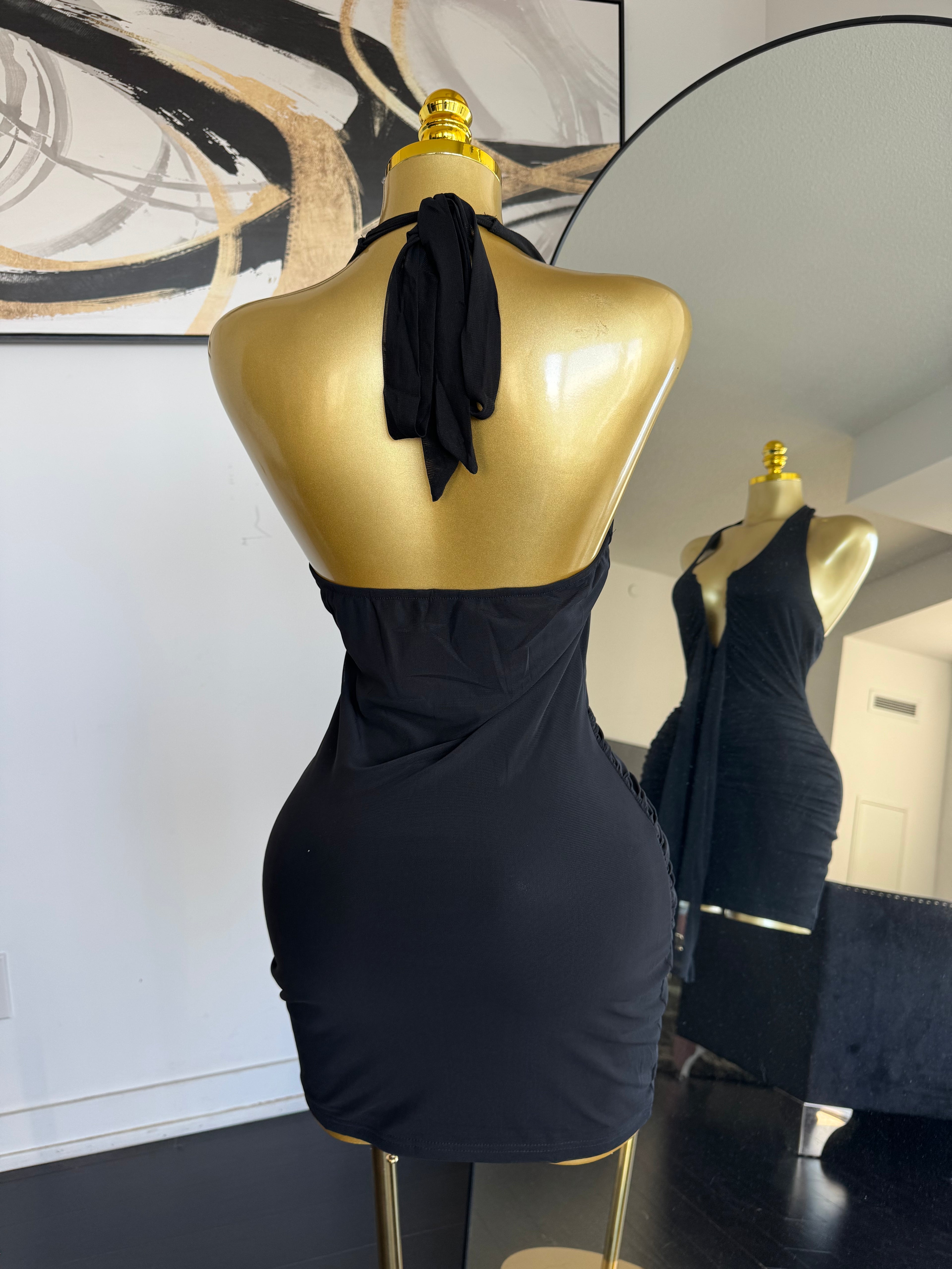 Midnight Muse Halter Mini Dress