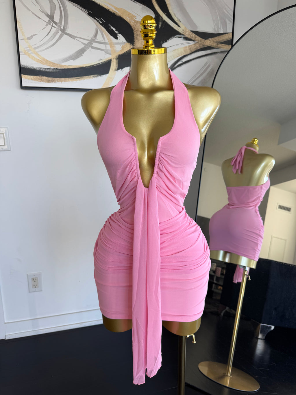 Blush Temptation Halter Mini Dress