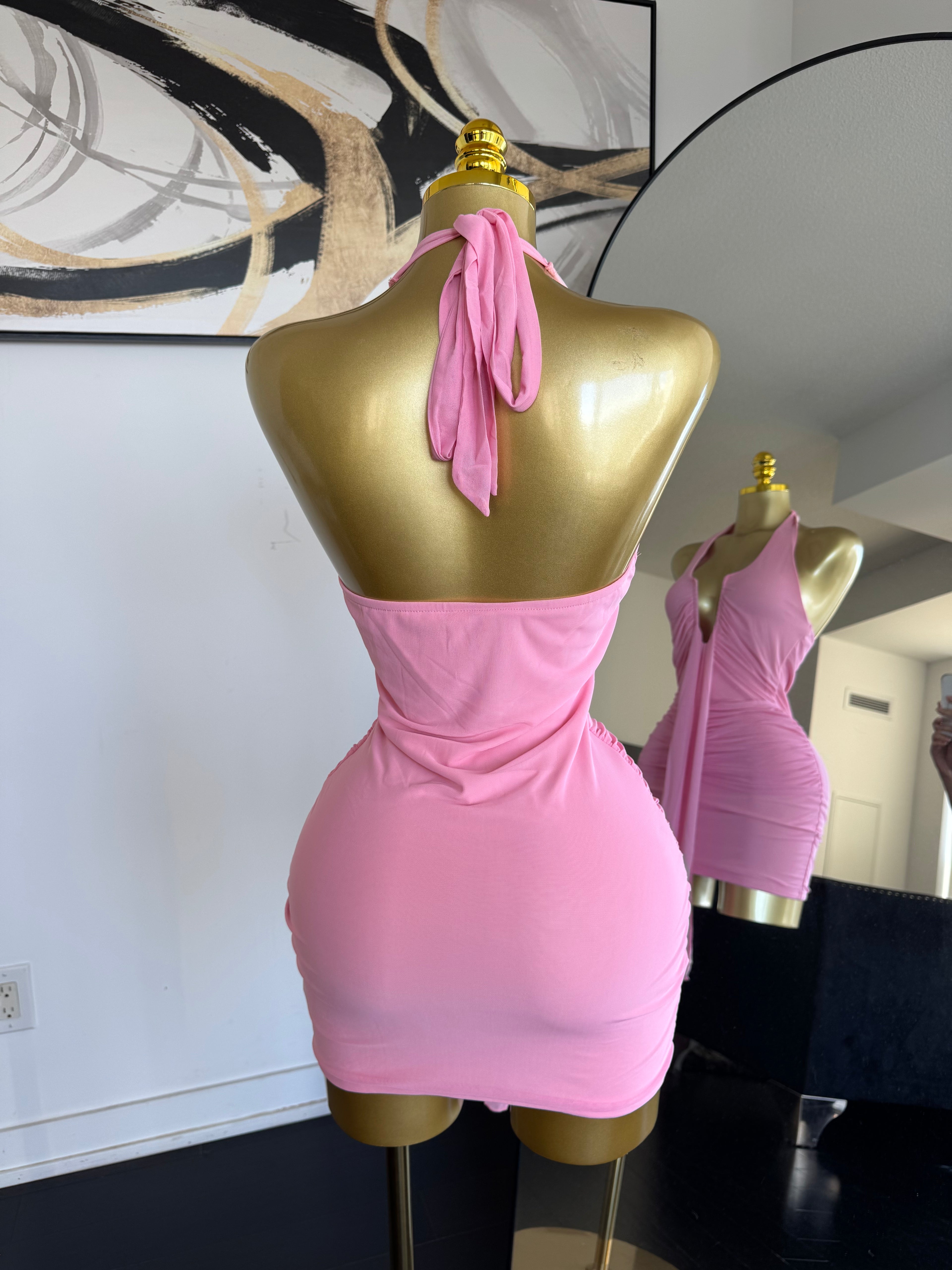 Blush Temptation Halter Mini Dress